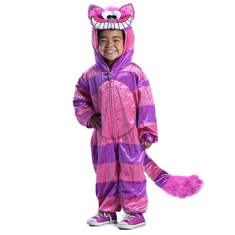 Princess Paradise Cheshire Cat Kids Costume Pink Purple Striped Jumpsuit XS 3-5